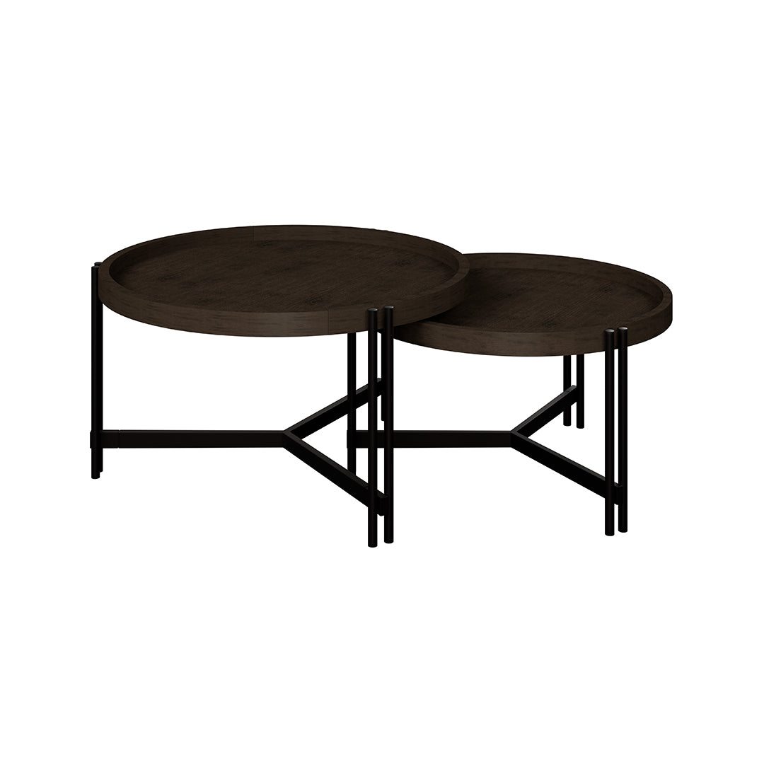 Brown Huron Nesting Cocktail Tables from Emerald Home Furnishing - Front view