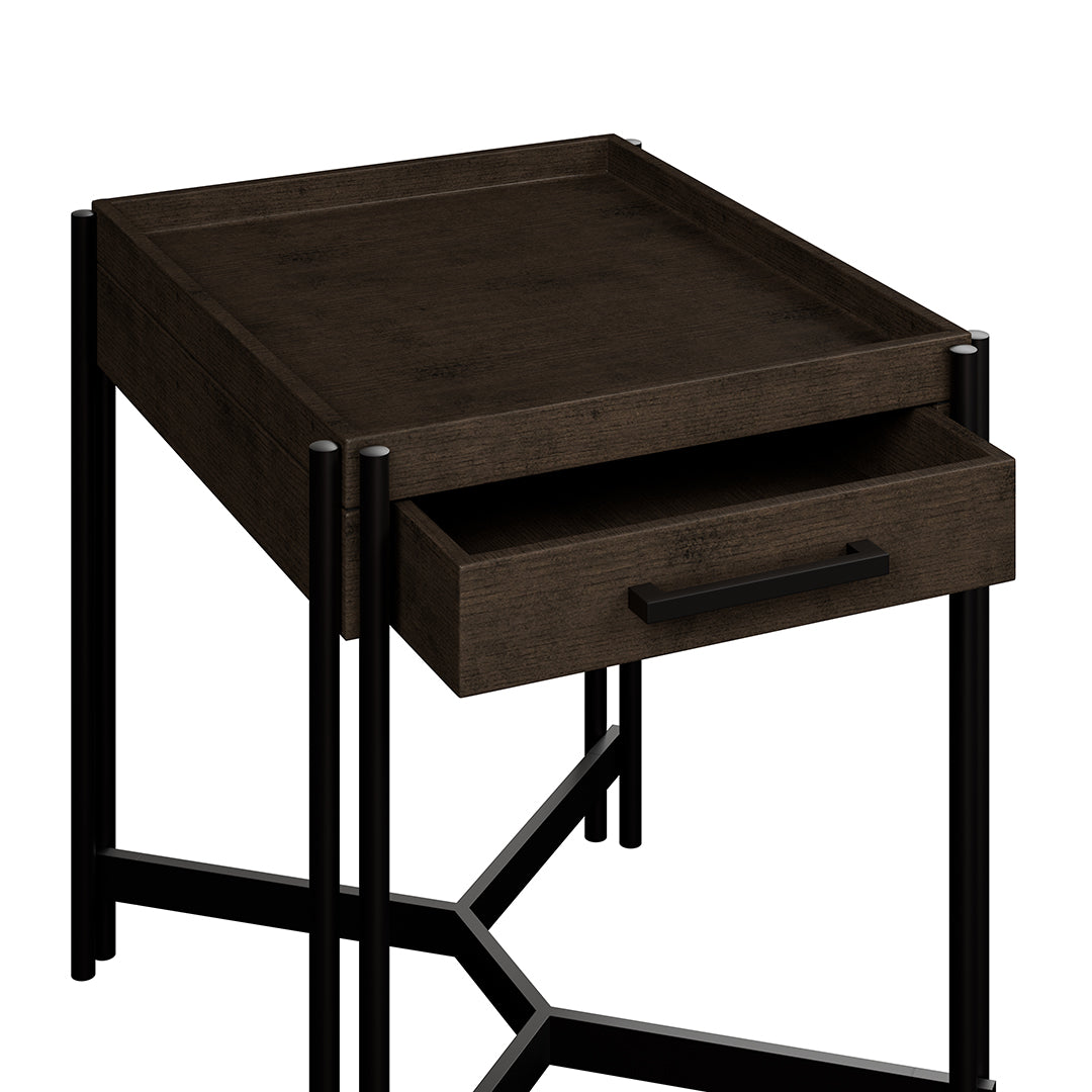Brown Huron Power Side Table with USB Port from Emerald Home Furnishing - Closeup detail