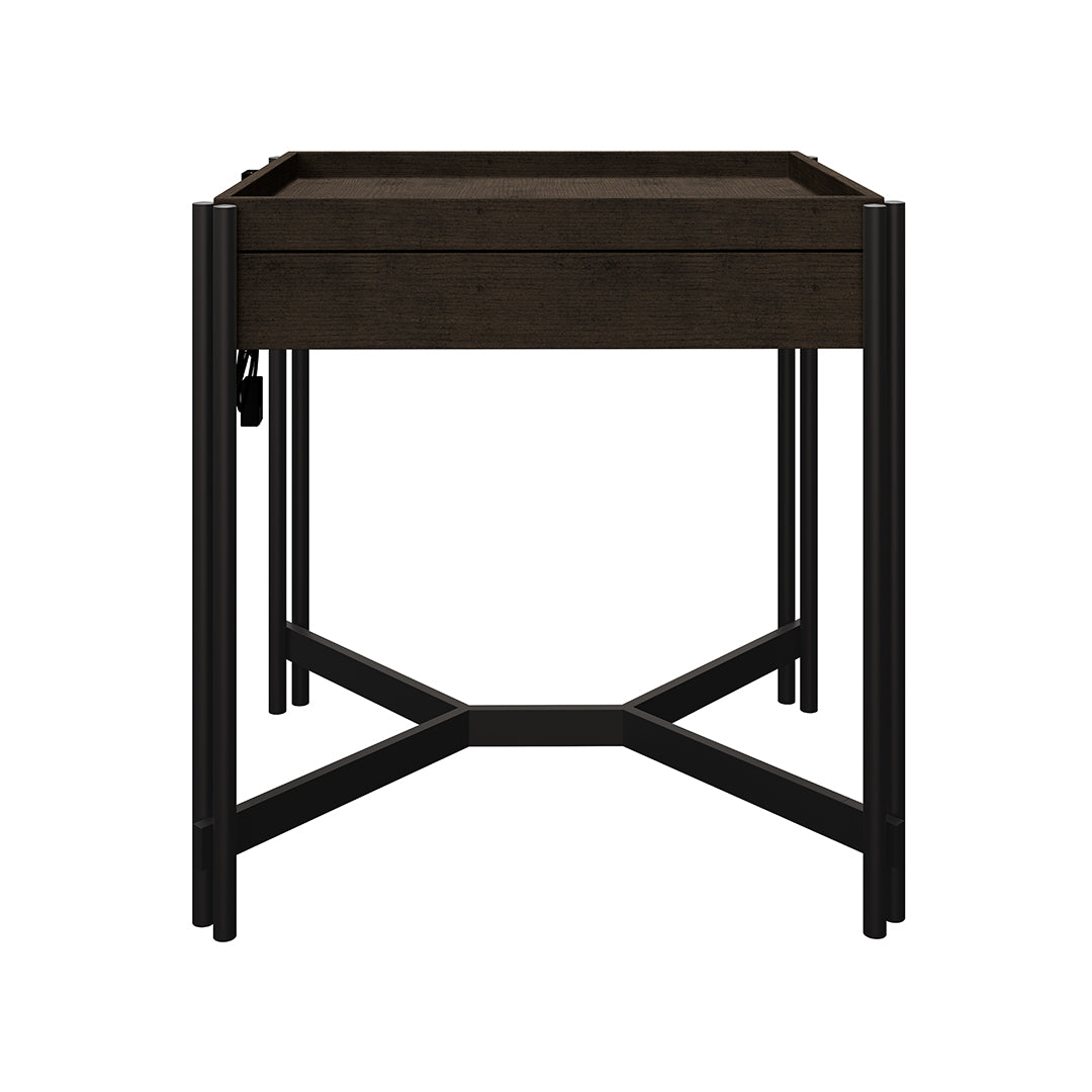 Brown Huron Power Side Table with USB Port from Emerald Home Furnishing - Side view