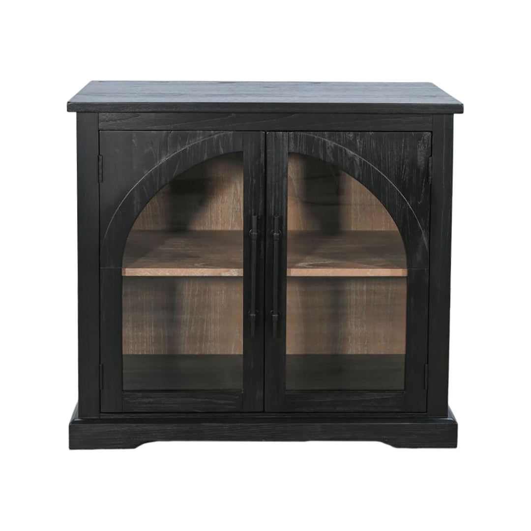 Elena Two Door Cabinet from Sunny Designs, Inc. in Black Solid Wood - Detail view
