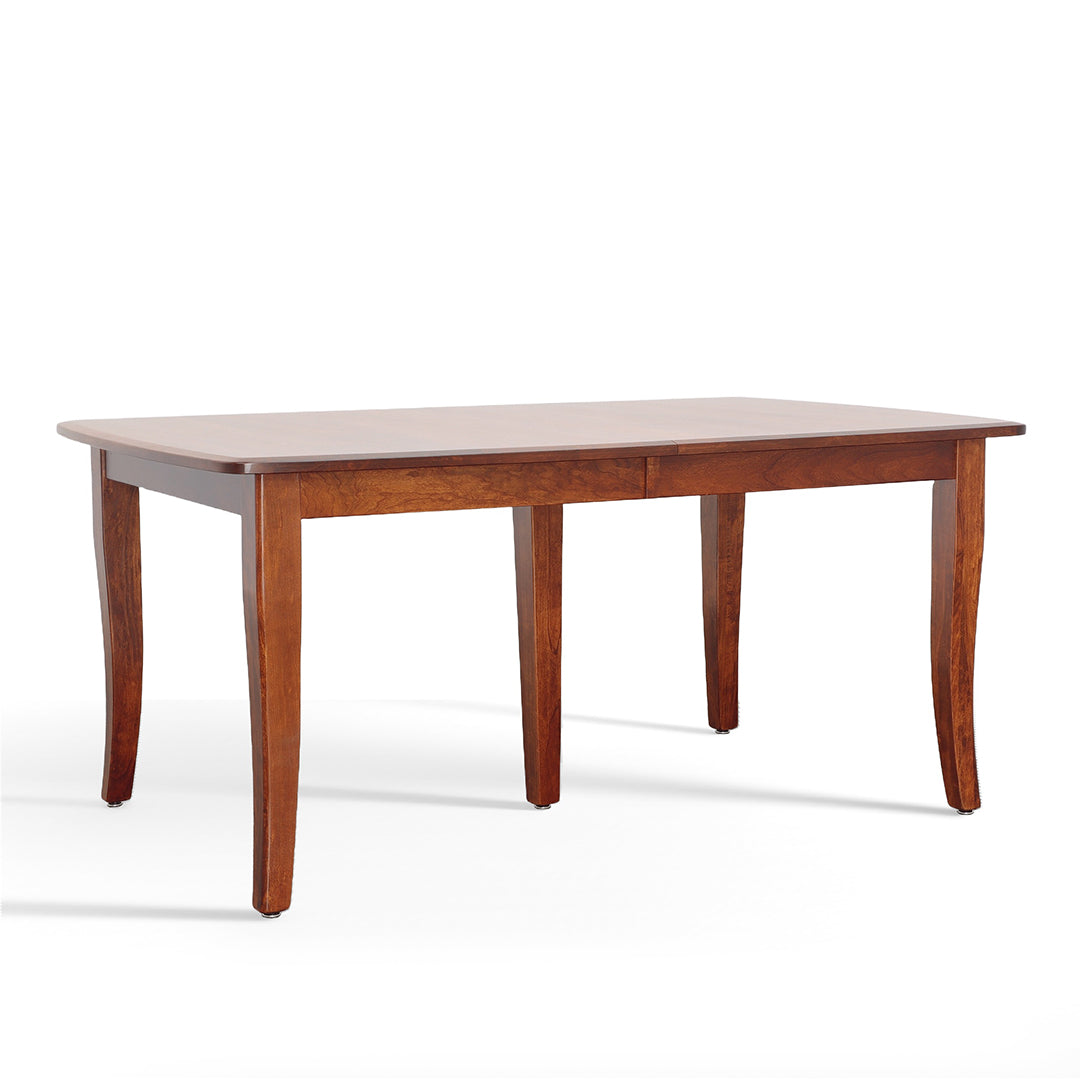 Fairfield Trail Leg Table. Solid Hardwood table made from rustic cherry. Self stores two 12 inch leaves giving you the ability to extend the length of the table during larger gatherings. Center leg support. Custom order options available in store. 