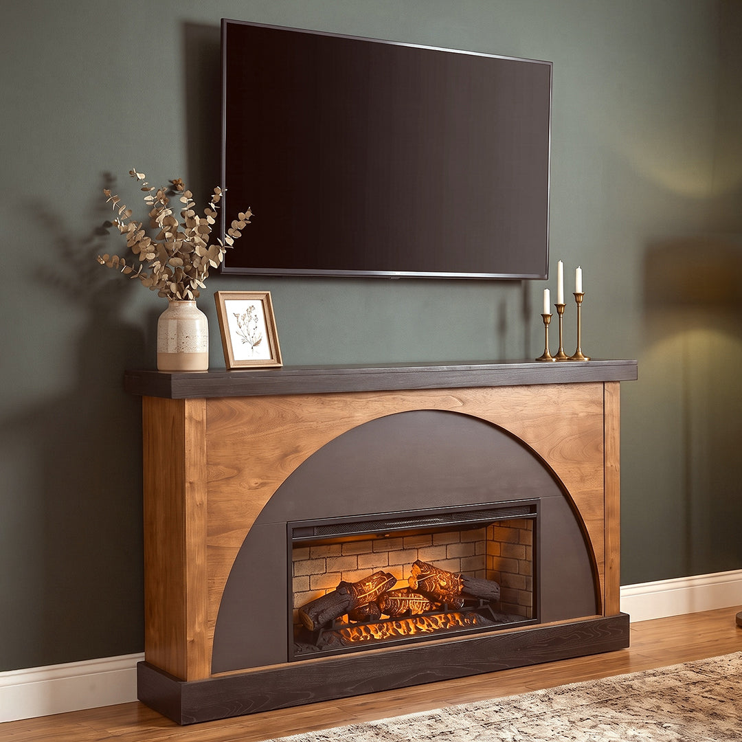 Gabriella Mantle with Fireplace from Sunny Designs, Inc. in Brown Solid Wood - Alternate angle