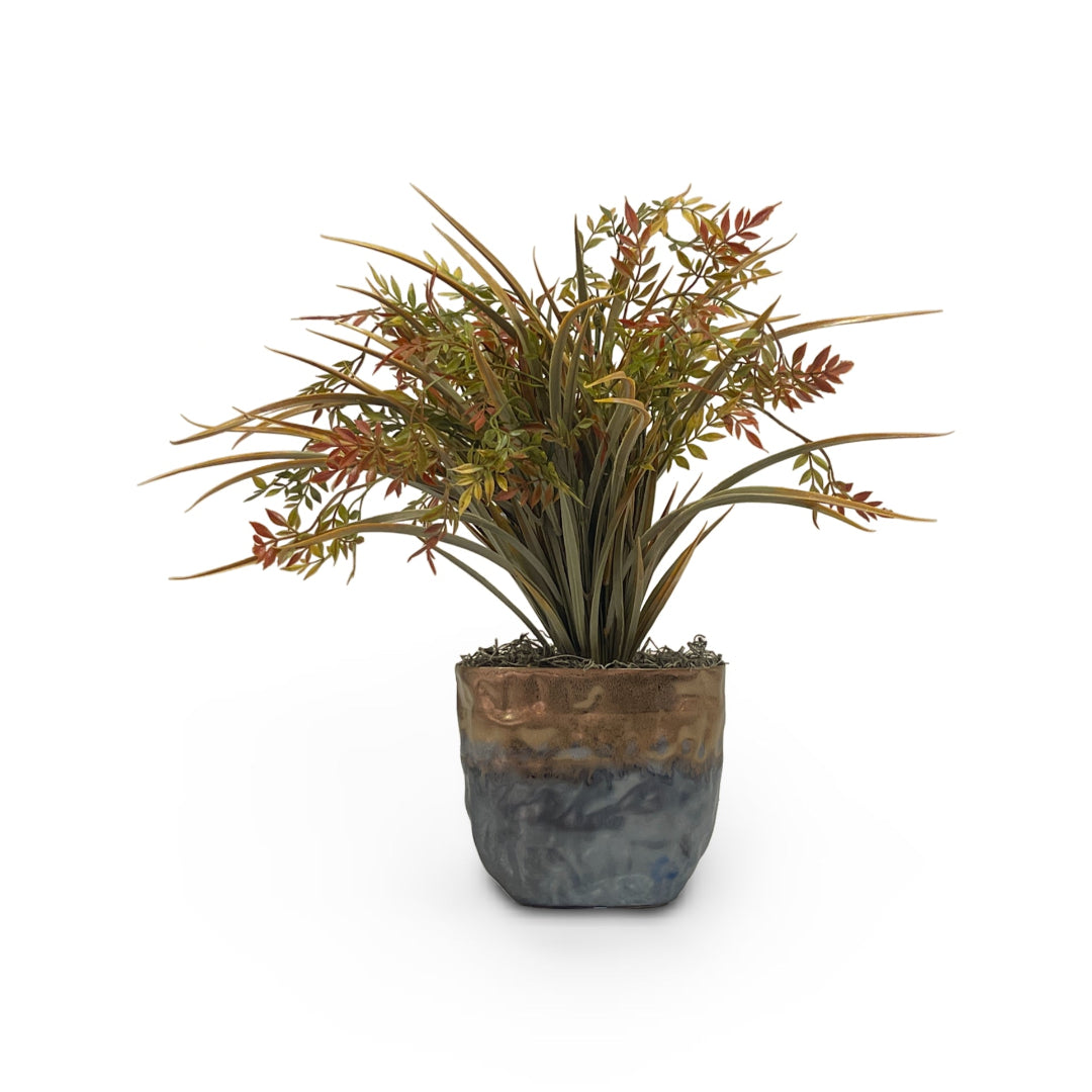 Grass in Metal Planter