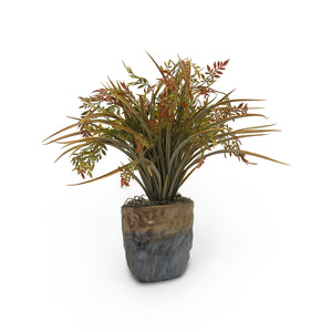 Grass in Metal Planter