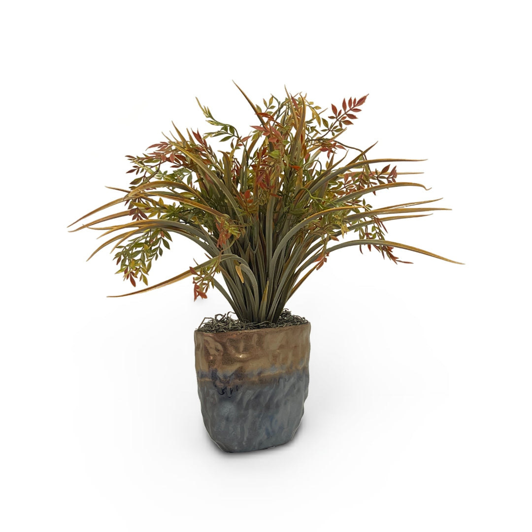 Grass in Metal Planter