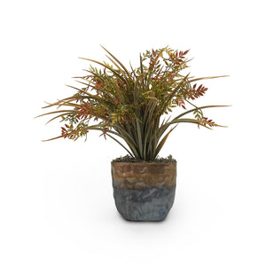 Grass in Metal Planter