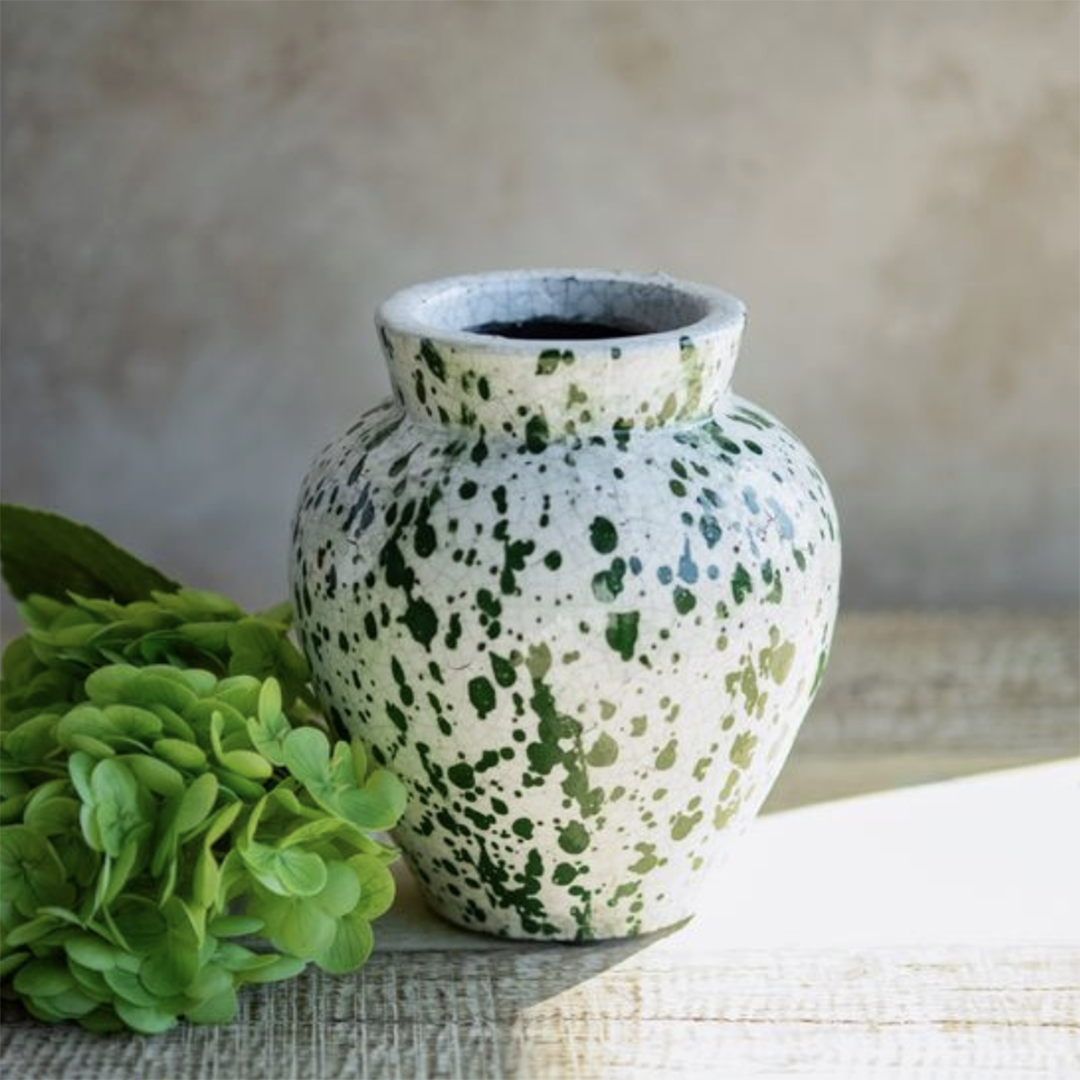 Green Splatter Bouquet Vase from P D Home & Garden in Ceramic - Green finish