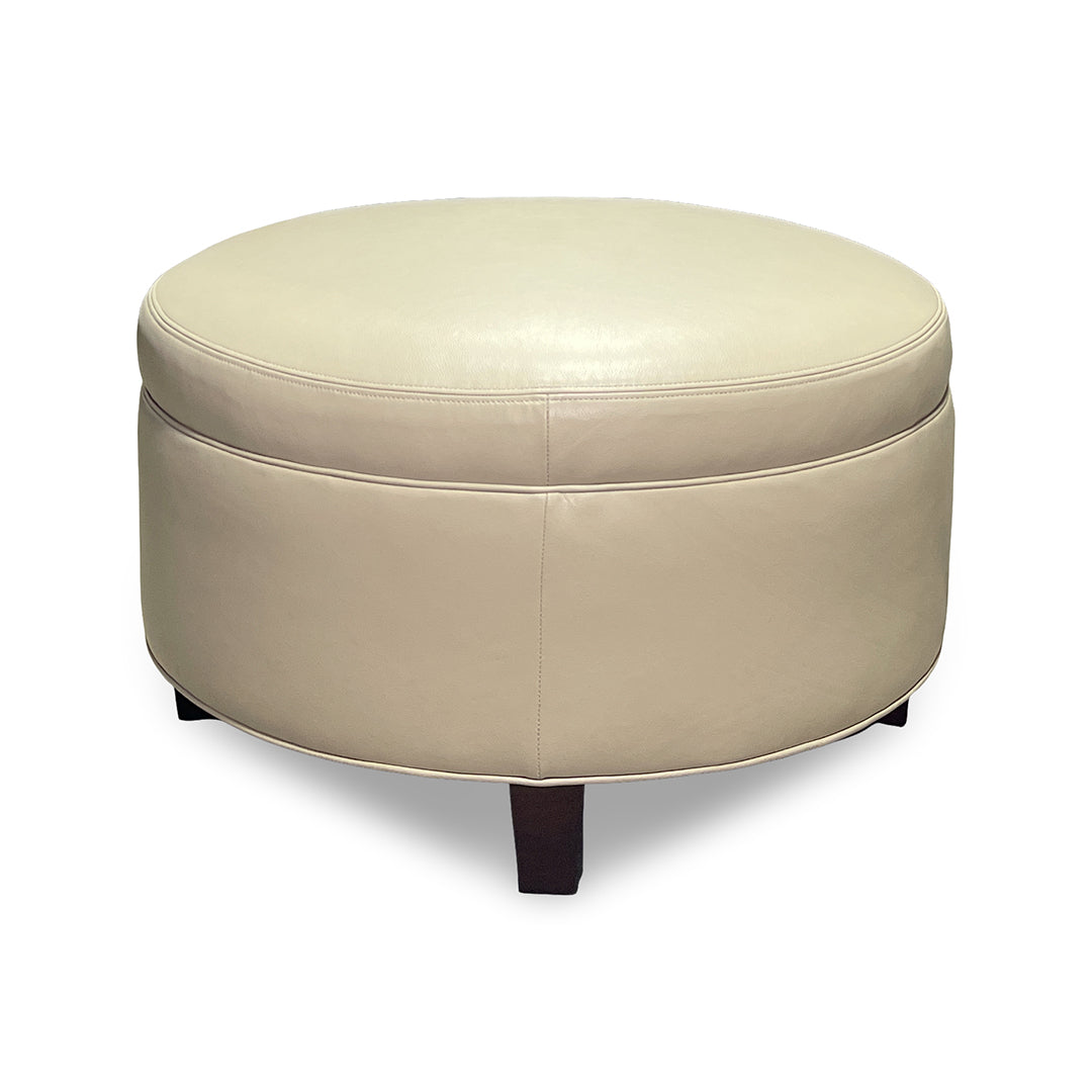 Harper Round Leather Ottoman