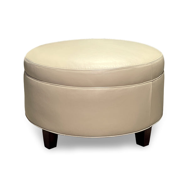 Harper Round Leather Ottoman