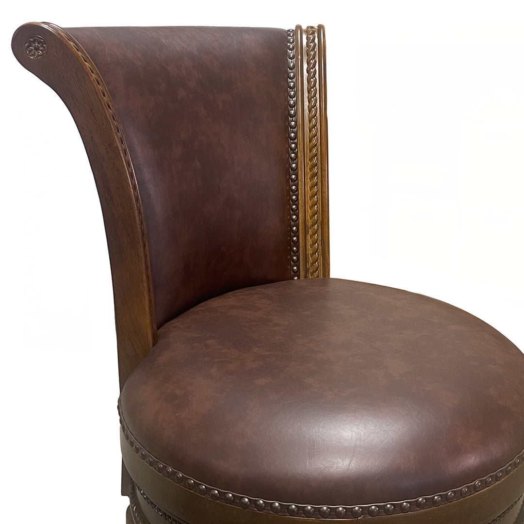 Henry Upholstered Swivel Stool - Brown