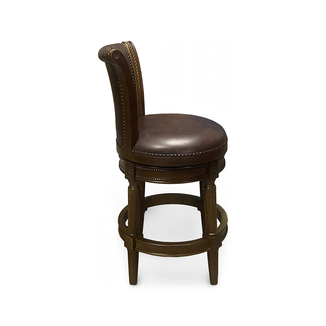 Henry Upholstered Swivel Stool - Brown