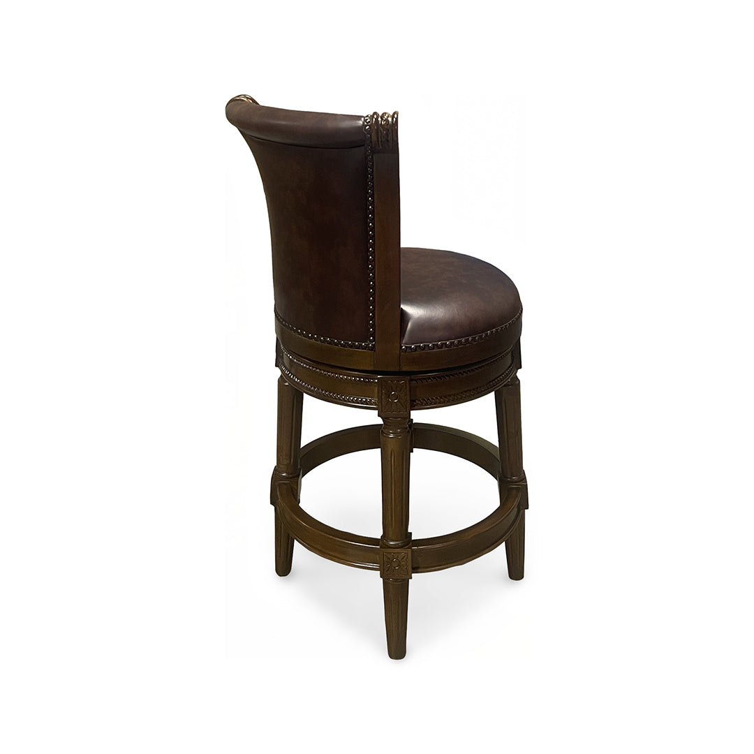 Henry Upholstered Swivel Stool - Brown