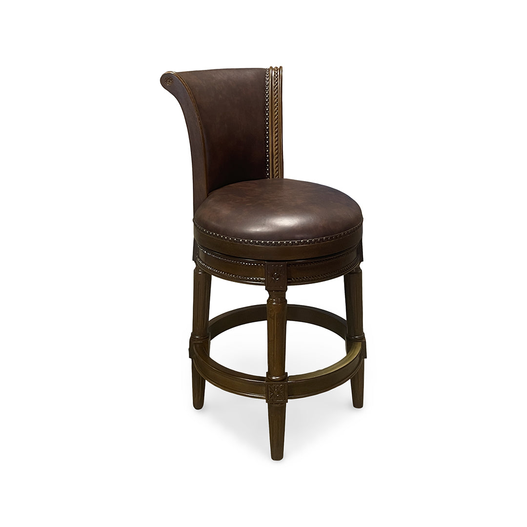 Henry Upholstered Swivel Stool - Brown
