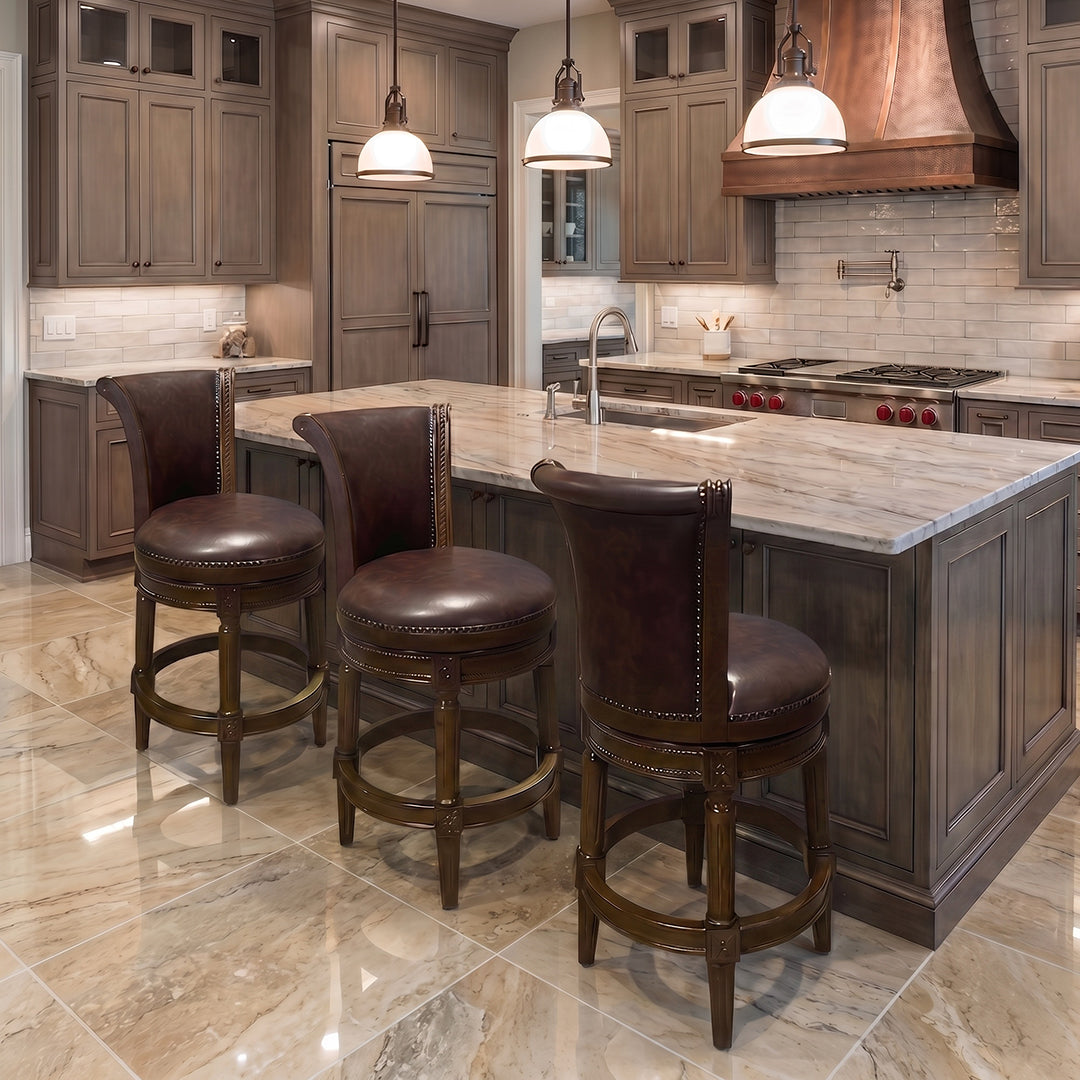 Henry Upholstered Swivel Stool - Brown