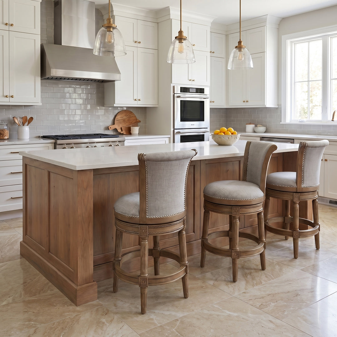 Henry Upholstered Swivel Stool - Gray