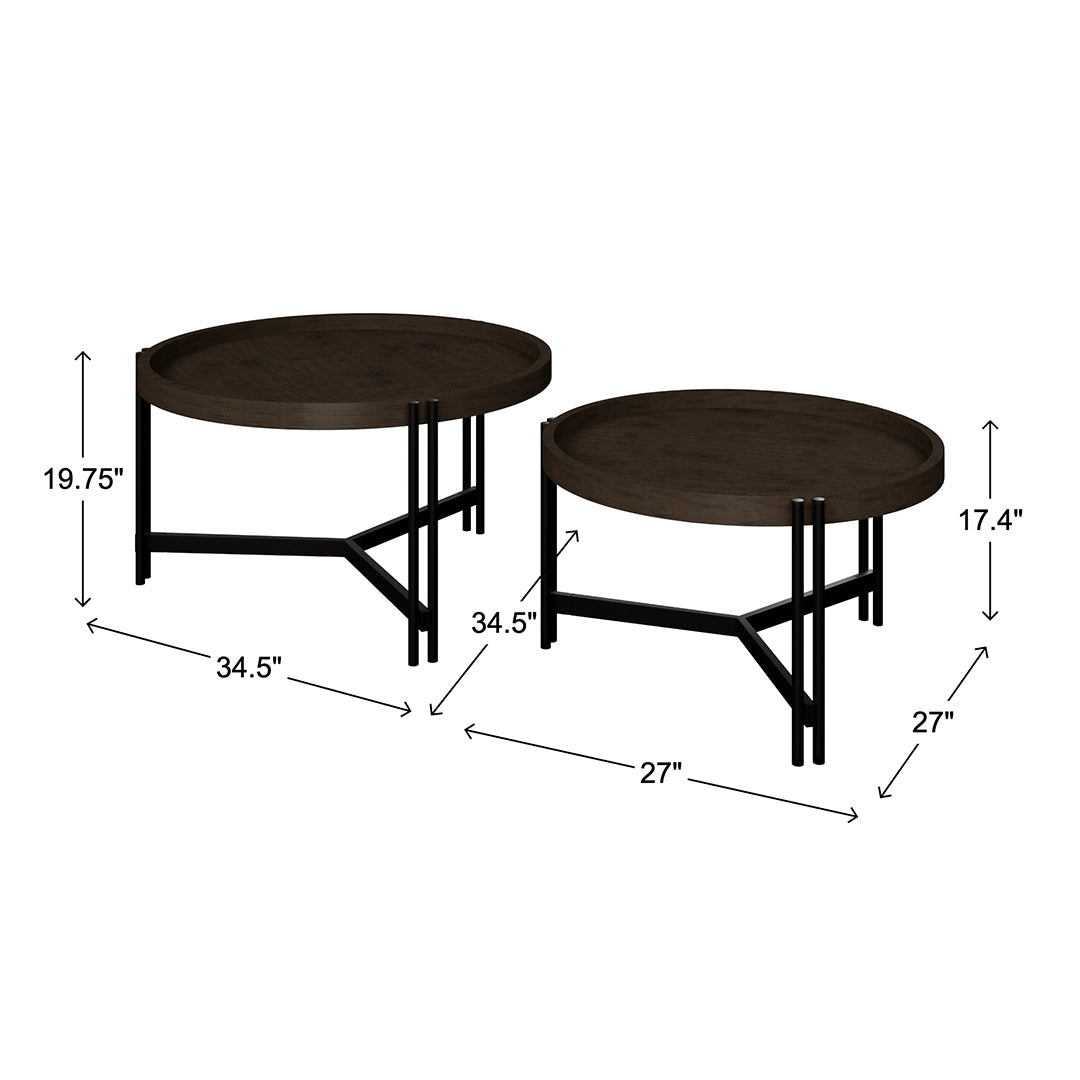 Brown Huron Nesting Cocktail Tables from Emerald Home Furnishing - Detail view