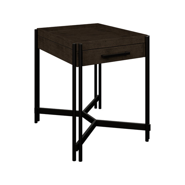 Brown Huron Power Side Table with USB Port from Emerald Home Furnishing - Side view