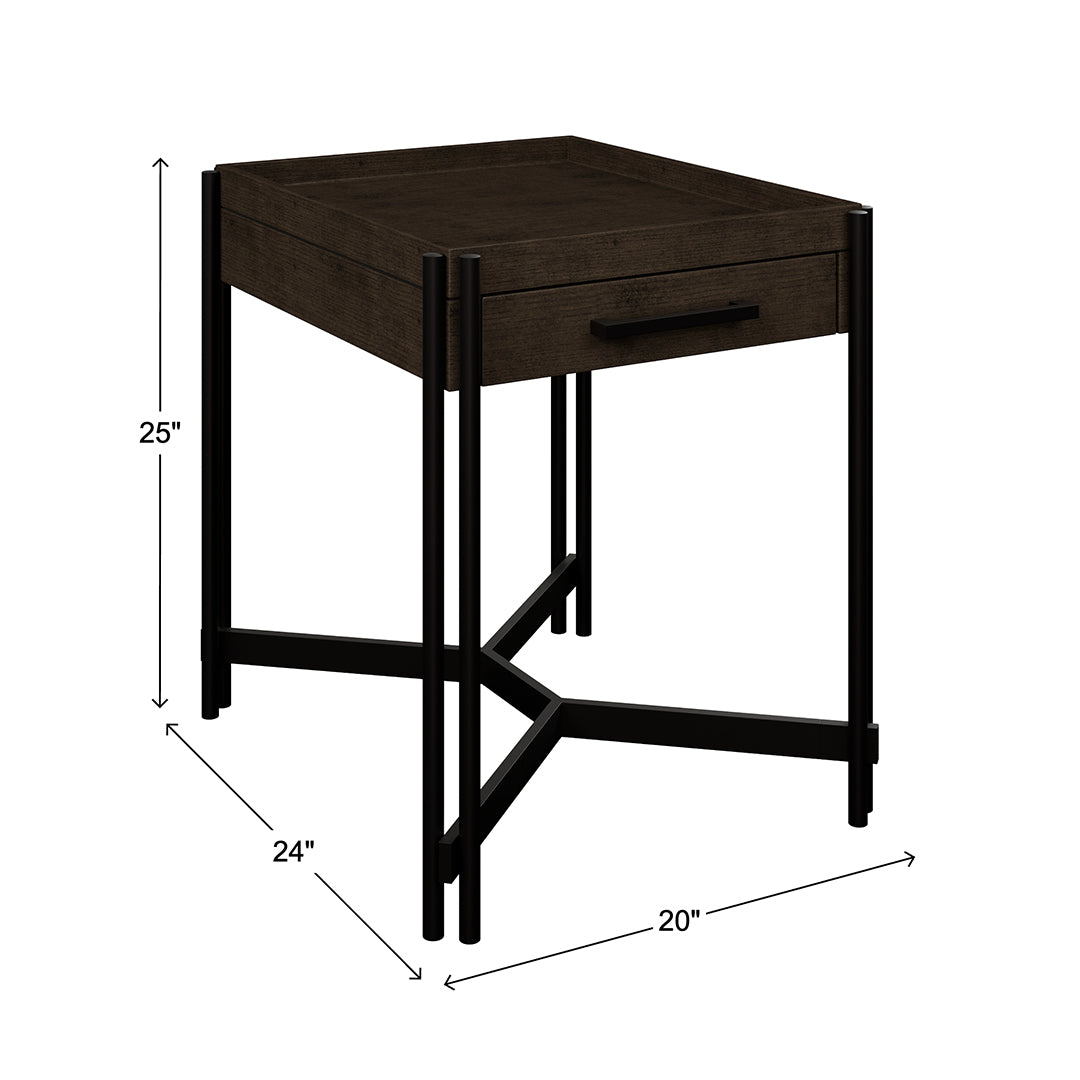Brown Huron Power Side Table with USB Port from Emerald Home Furnishing - Side view