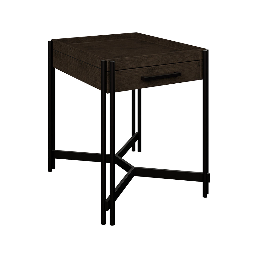 Brown Huron Power Side Table with USB Port from Emerald Home Furnishing - Side view