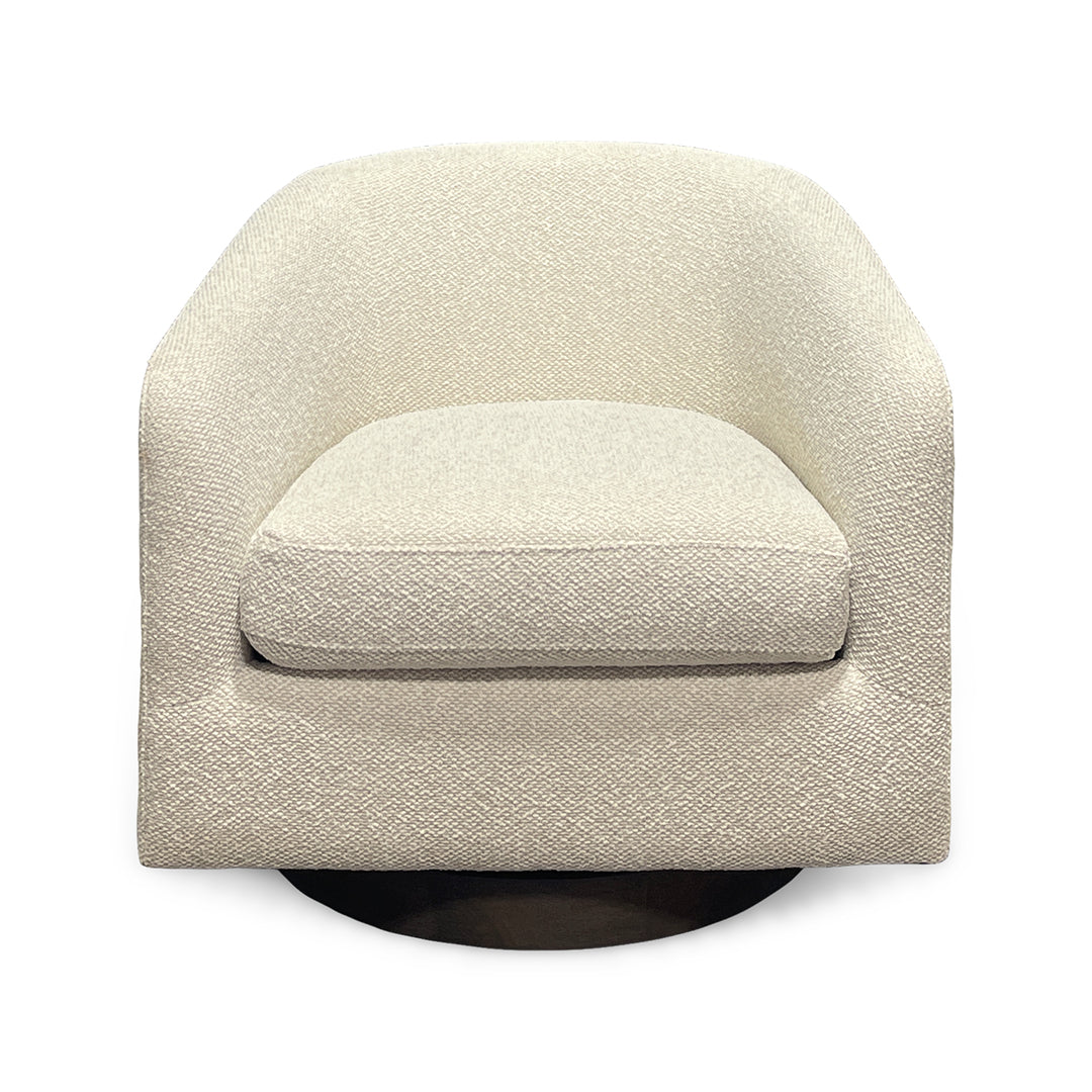 Jasmine Barrel Swivel Chair from Kuka Home in Beige Polyester - Alternate angle