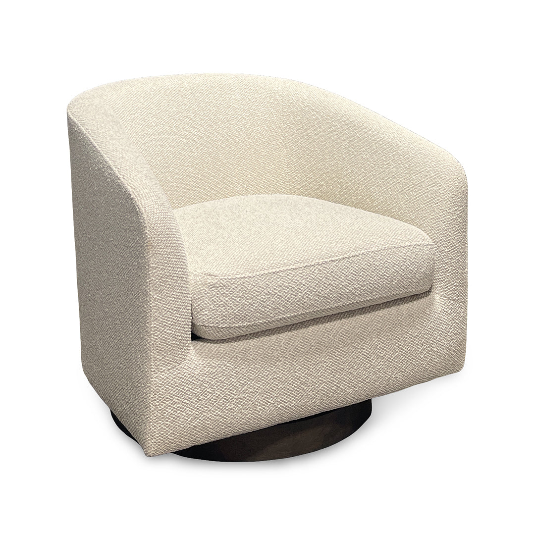 Jasmine Barrel Swivel Chair from Kuka Home in Beige Polyester with Reversible Cushions
