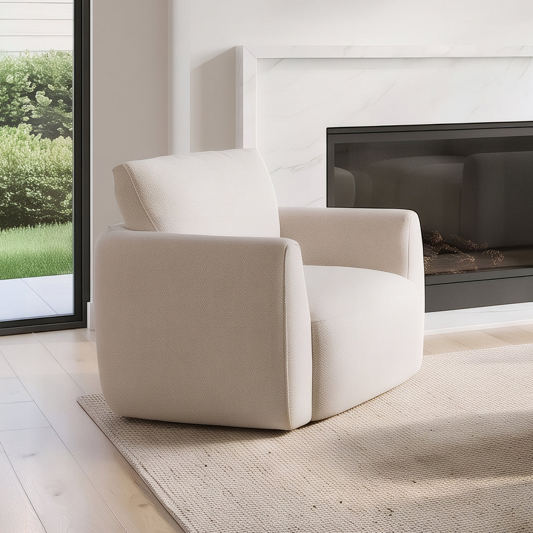 Jasmine Swivel Chair from Kuka Home in Beige Polyester - Alternate angle