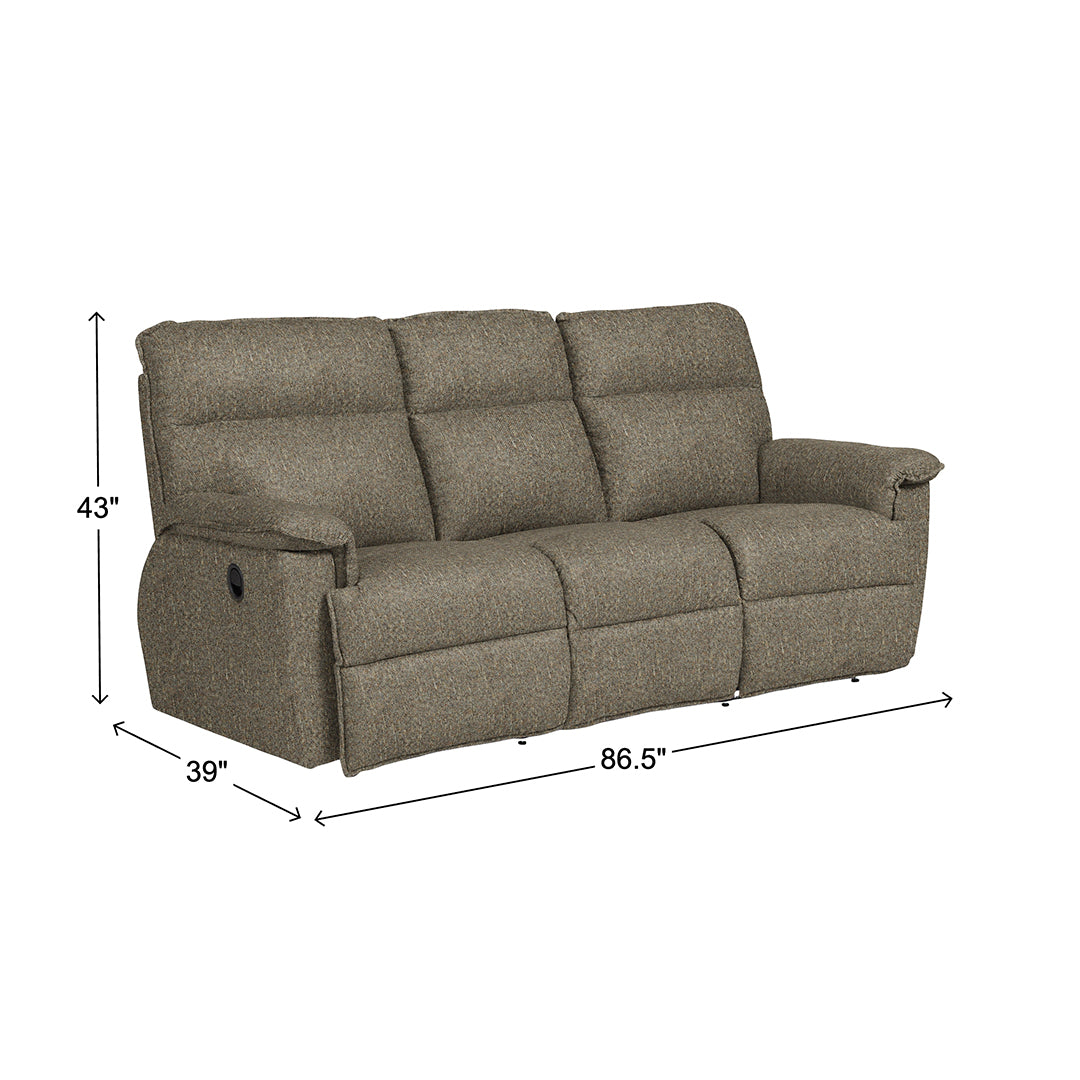 Jay Reclining Sofa from La-Z-Boy Incorporated in Brown, Made in USA - Reclined position