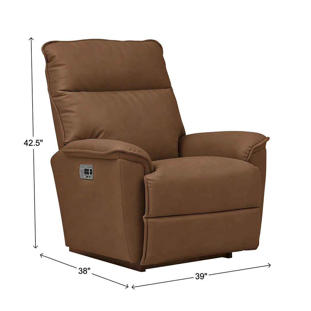 Jay Leather Power Rocker Recliner from La-Z-Boy Incorporated in Brown, Made in USA - Reclined position