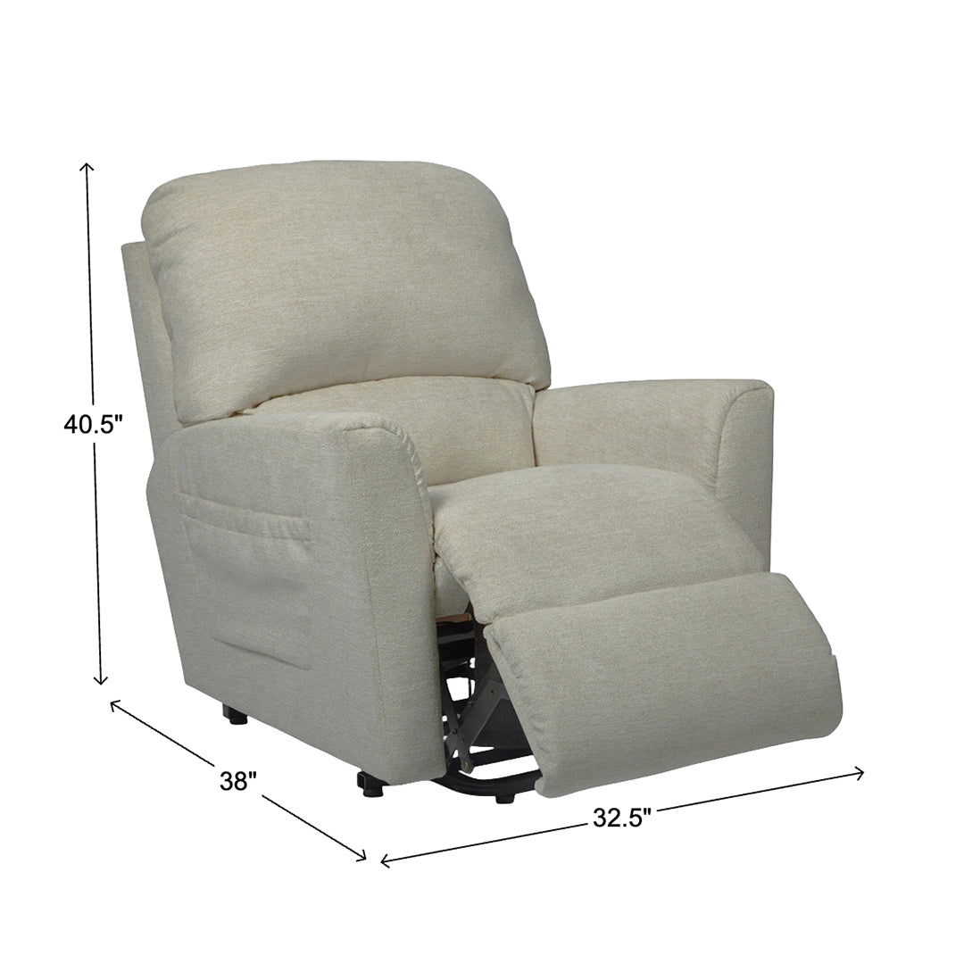 Jean Bronze Power Lift Recliner from La-Z-Boy Incorporated in Performance Fabric with Lift chair, Power Recline, Made in USA - Beige finish