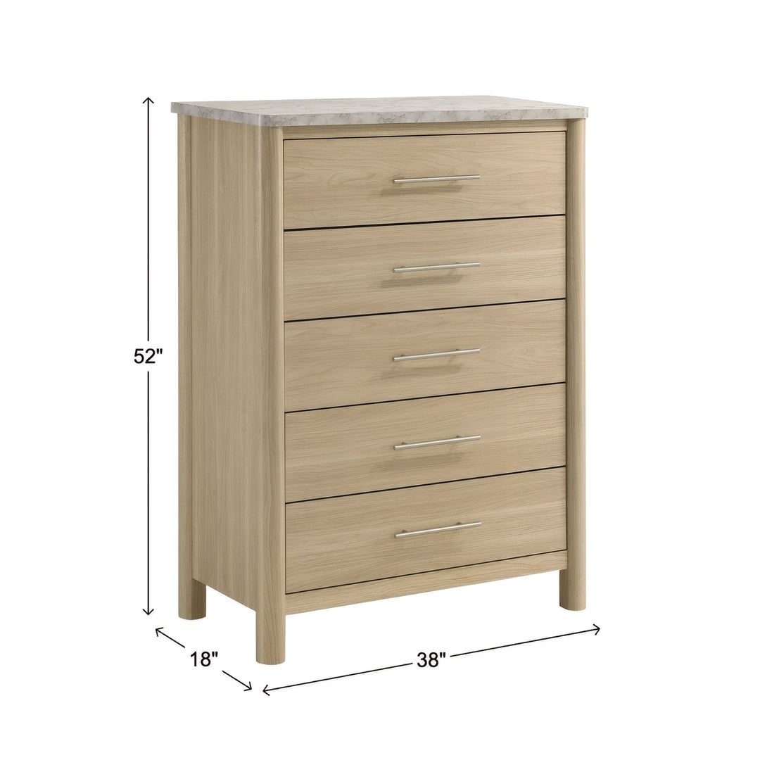 Jonas Chest from Elements International in Beige Faux Marble - Angle view