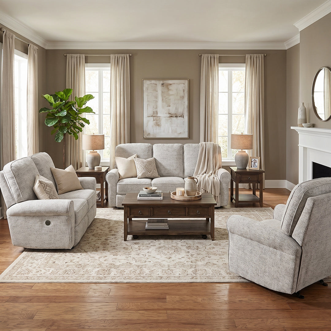 Sofá de dos plazas reclinable eléctrico Josey from Best Home Furnishings in Blanco, Made in USA - Alternate angle