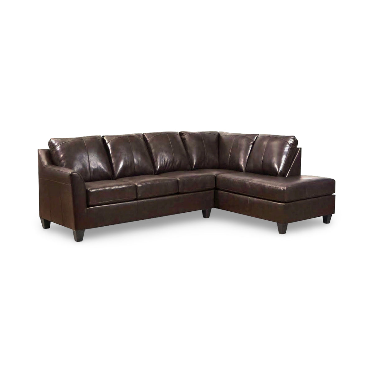 Josh Leather Sectional with Right Chaise (2-Piece) from A&amp;W Furniture in Brown with Chaise, Made in USA