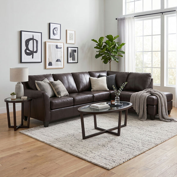 Josh Leather Sectional with Right Chaise (2-Piece) from A&amp;W Furniture in Brown, Made in USA - Alternate angle