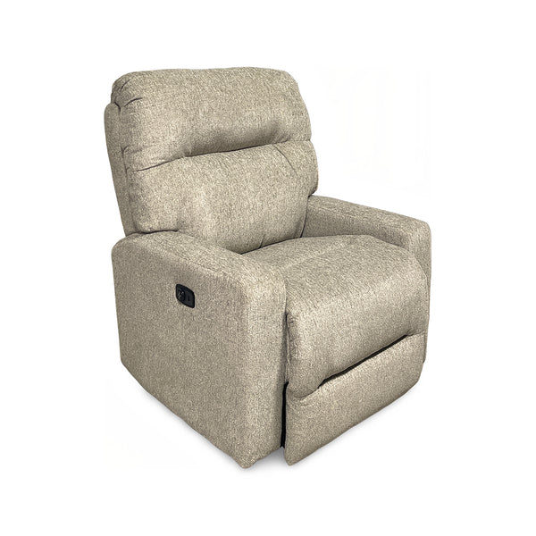 Kenley Space Saver Power Recliner from Best Home Furnishings in Beige Performance Fabric with Power Headrest, Made in USA - Reclined position
