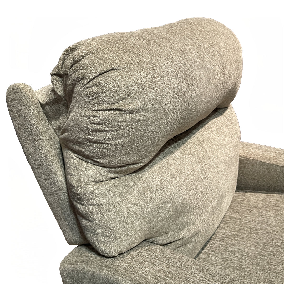 Kenley Space Saver Power Recliner from Best Home Furnishings in Beige Performance Fabric with Power Headrest, Made in USA - Reclined position