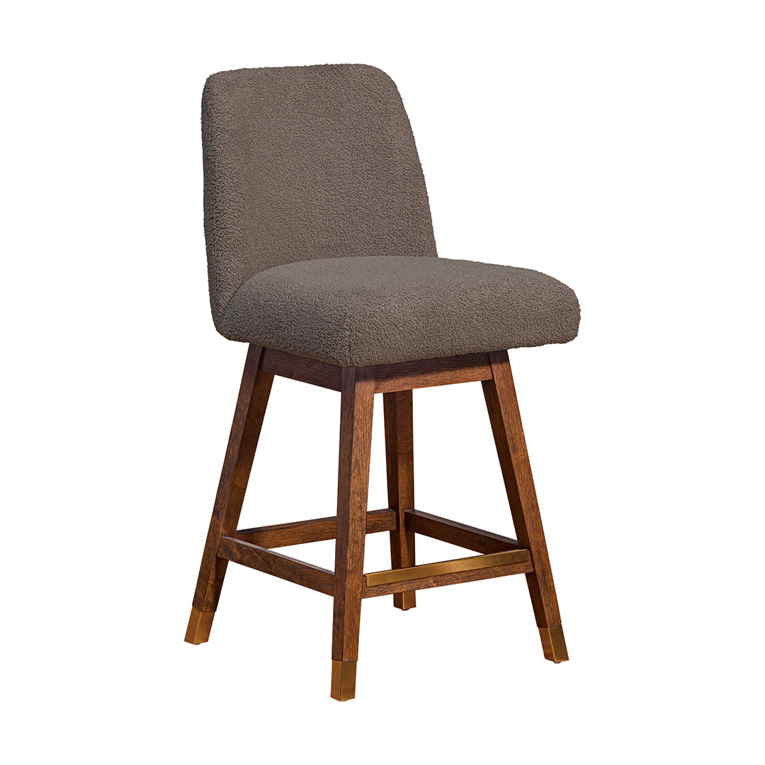 Amelia Upholstered Swivel Stool - Brown