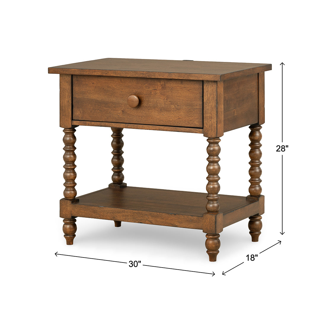 Lake House Nightstand from Legacy Classic Furniture in Veneer with USB Port - Brown finish