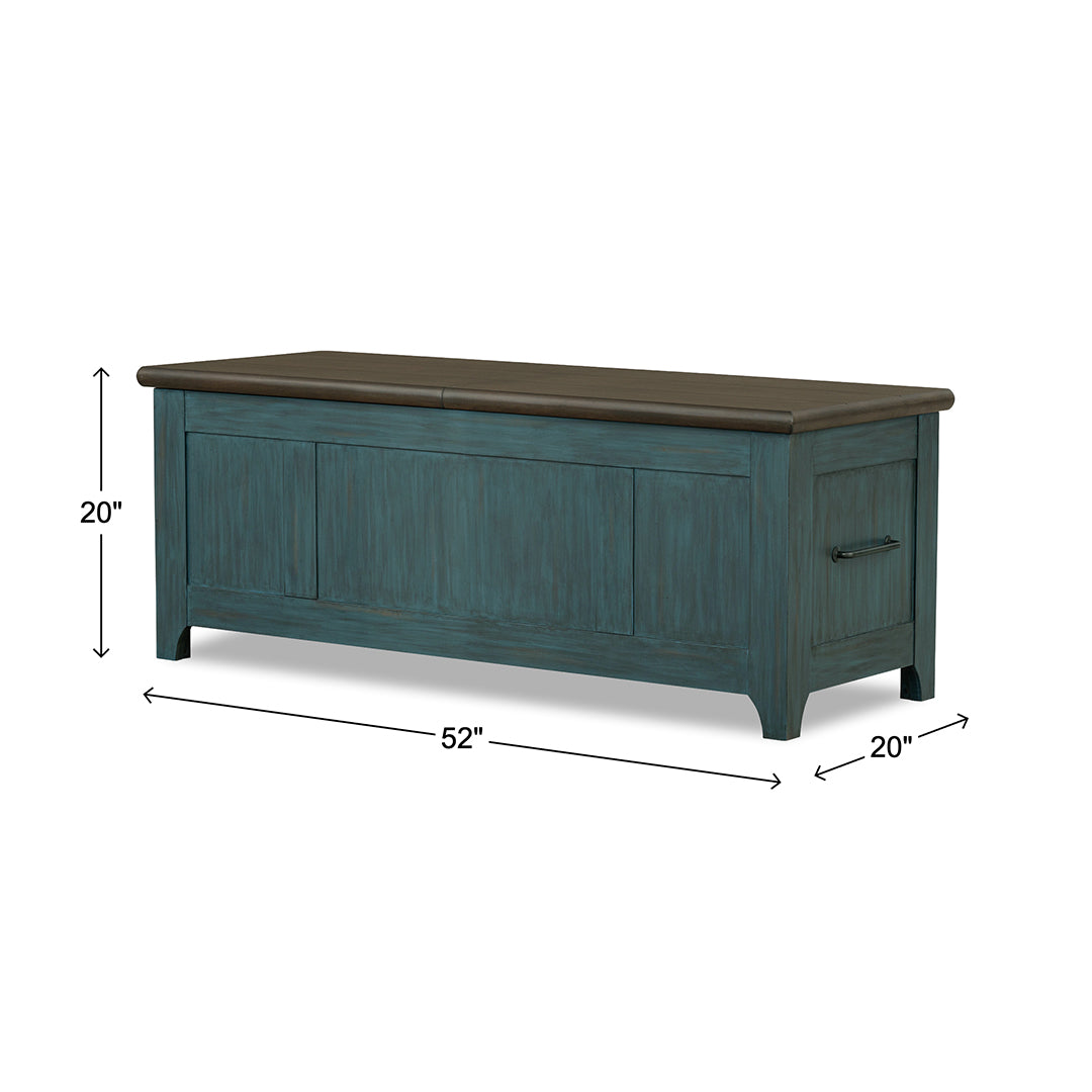 Lake House Sliding Top Cocktail Table from Legacy Classic Furniture in Blue Veneer - Overhead view