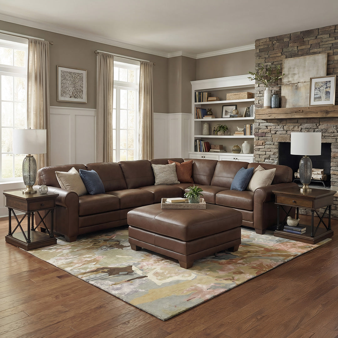 Livorno Leather Large Ottoman