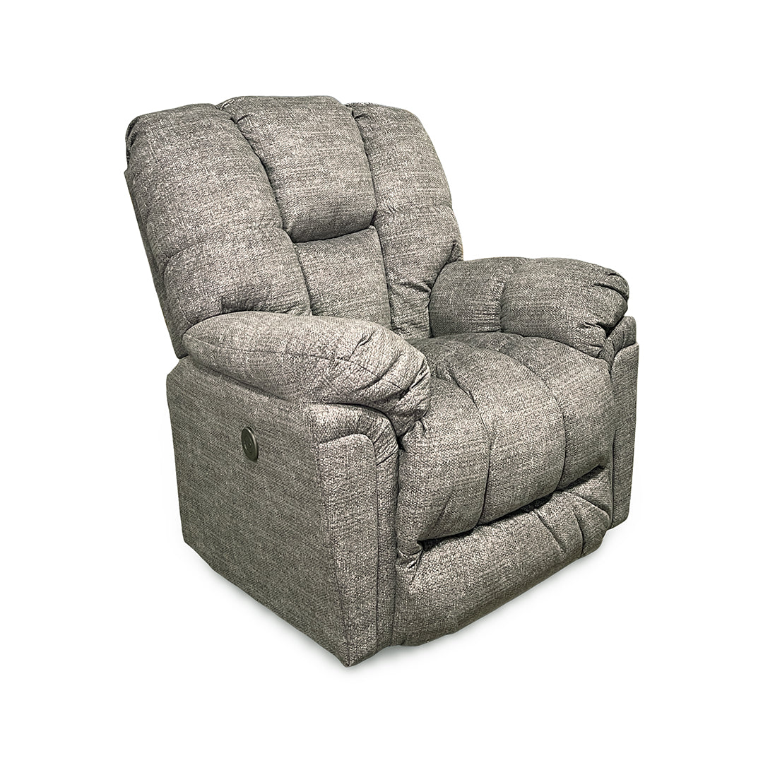 Lucas Power Rocker Recliner from Best Home Furnishings in Gray Polyester with Power Recline, Power Recline, Made in USA - Reclined position