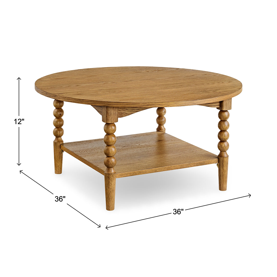 Mabel Round Cocktail Table from Sandberg Furniture in Veneer - Brown finish