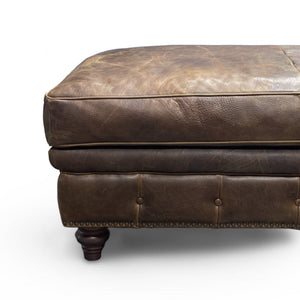 Manchester Leather Ottoman