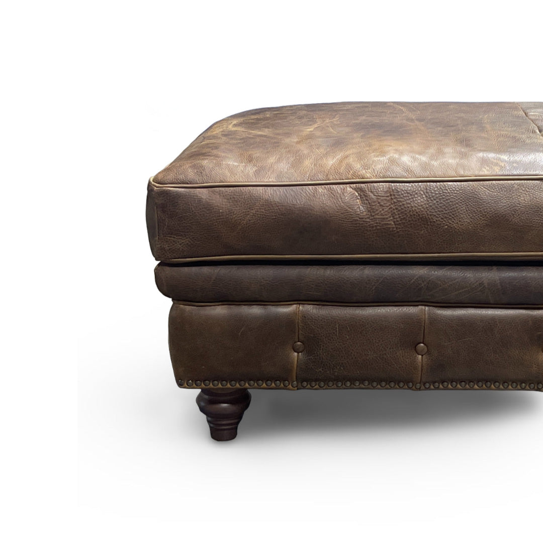 Manchester Leather Ottoman