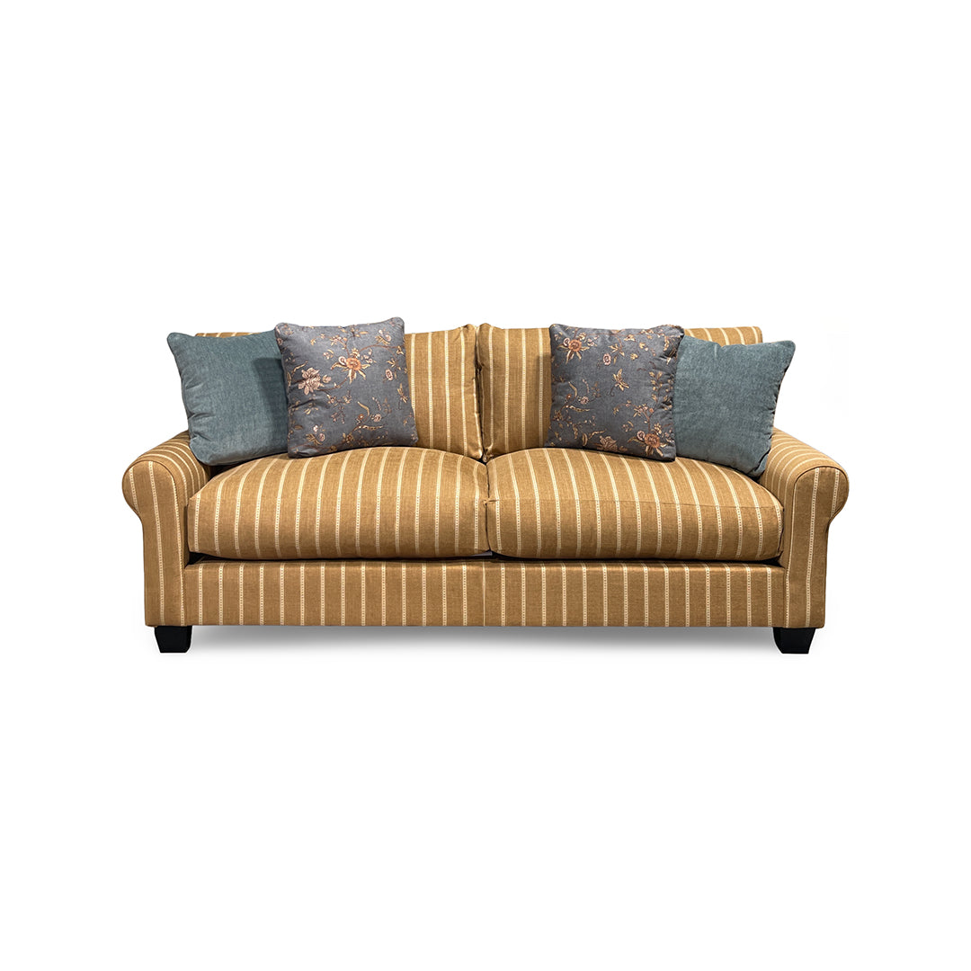 Meadowlark Sofa from Michael Nicholas Designs in Brown Chenille with Accent Pillows, Hardwood Frame, Made in USA - Detail view