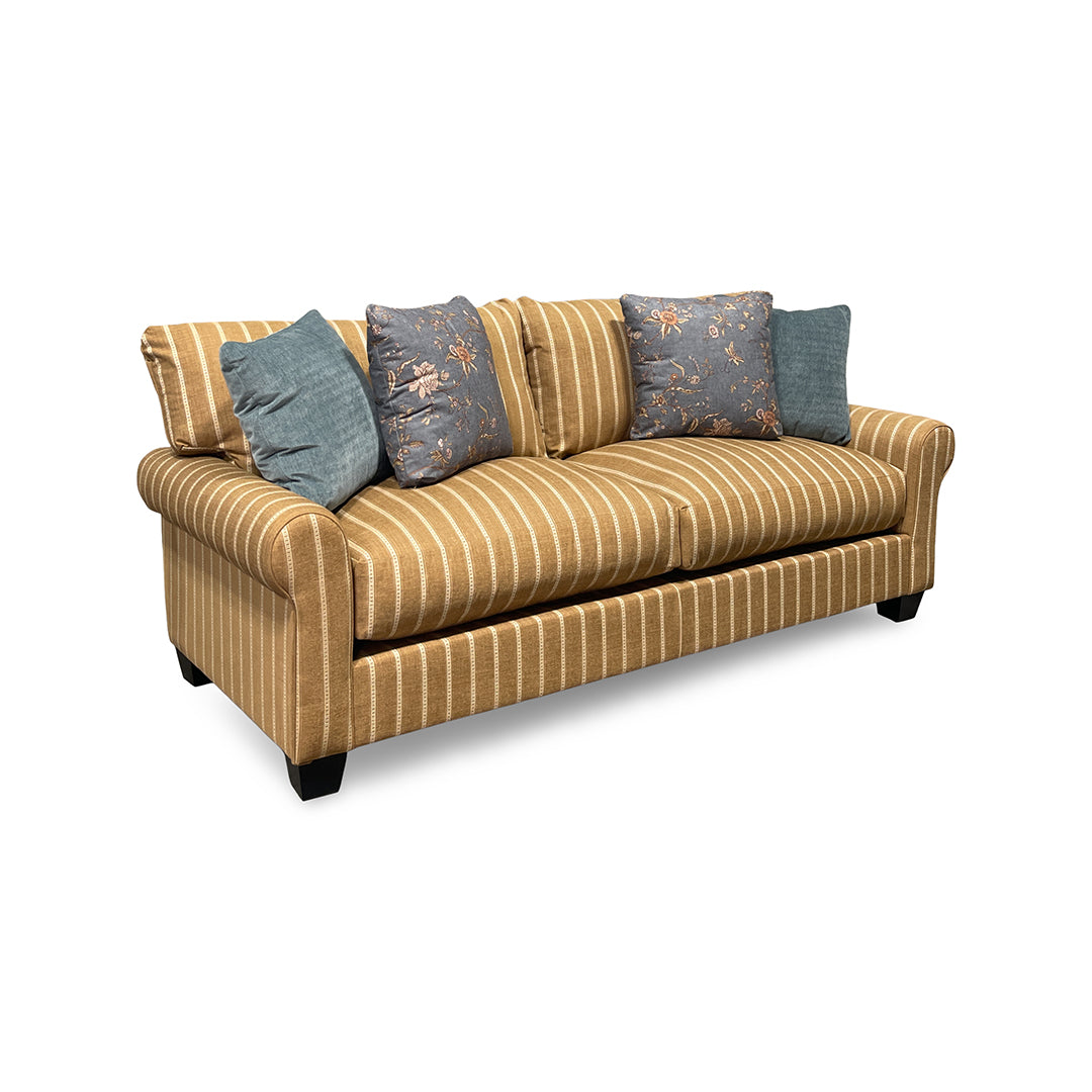 Meadowlark Sofa from Michael Nicholas Designs in Brown Chenille with Accent Pillows, Hardwood Frame, Made in USA