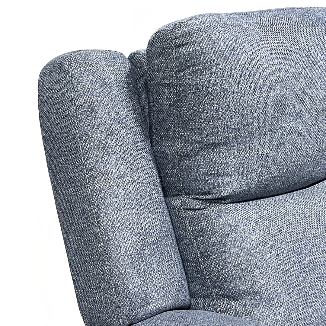 Merritt Power Recliner from Kuka Home in Blue Fabric with Power Headrest, USB Port - Reclined position