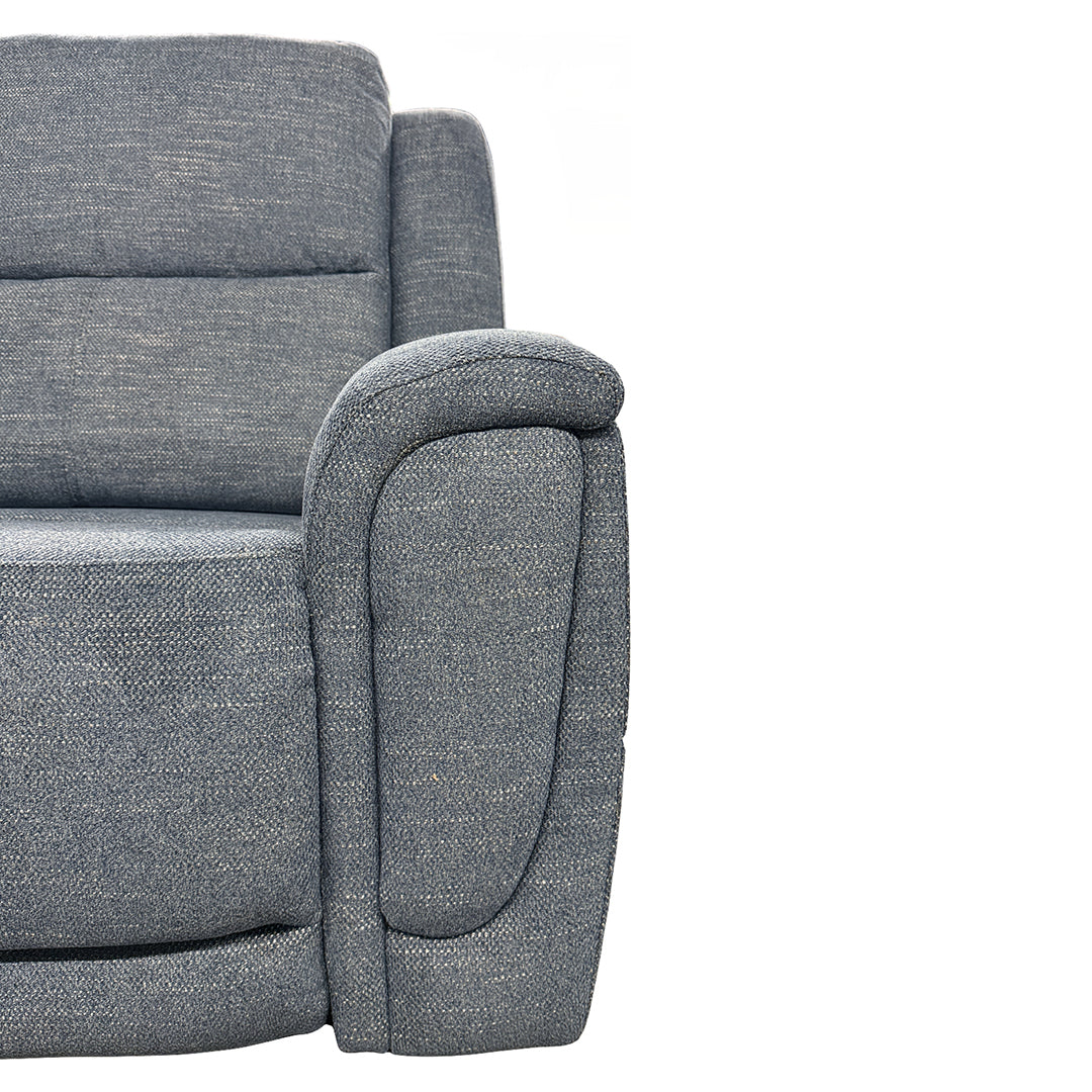 Merritt Power Reclining Sectional (6-Piece) from Kuka Home in Blue Fabric with Cup Holders, Storage - Blue finish