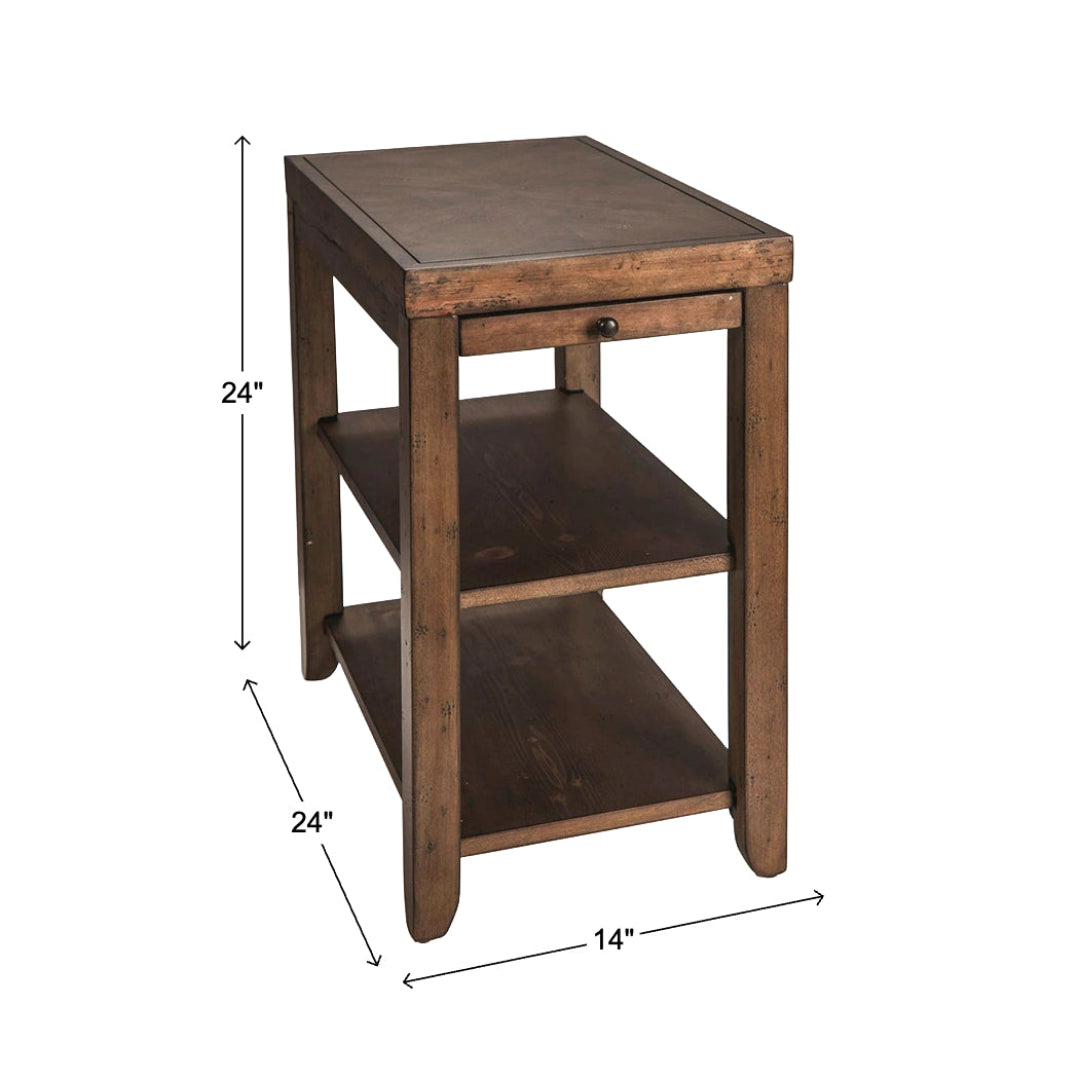 Brown Mitchell Side Table from Liberty Furniture - Side view