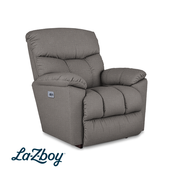 Morrison Power Rocker Recliner from La-Z-Boy Incorporated in Gray with Power Headrest, Power Recline, Made in USA - Reclined position