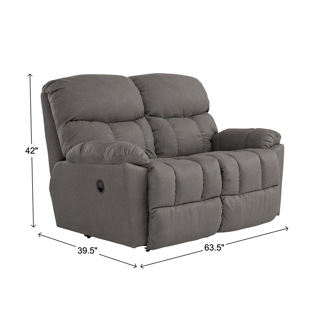 Morrison Reclining Loveseat from La-Z-Boy Incorporated in Gray with Manual Recline, Made in USA - Reclined position